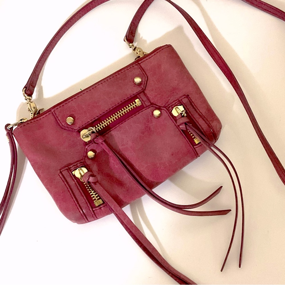 Botkier Burgandy Leather Crossbody, Wristlet Bag
